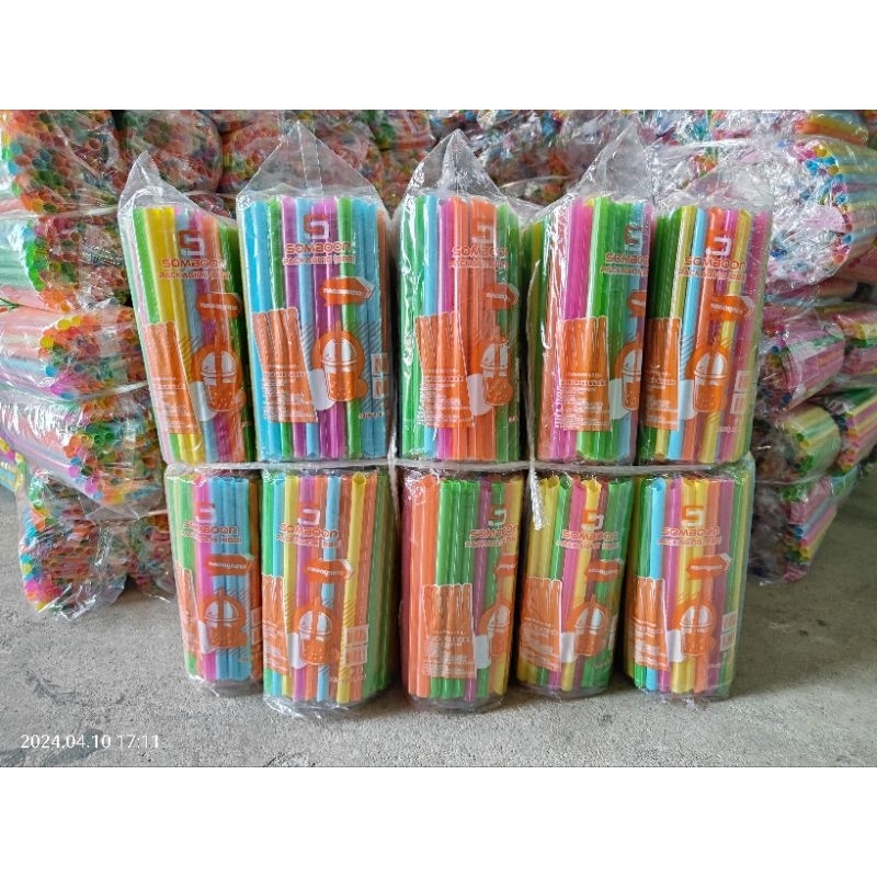 หลอดมุกยาว 8 นิ้ว ขนาด 11 มิล ยกมัด 50 แพ็ค ปลายแหลม หลอดชาไข่มุก(แพค38เส้น)