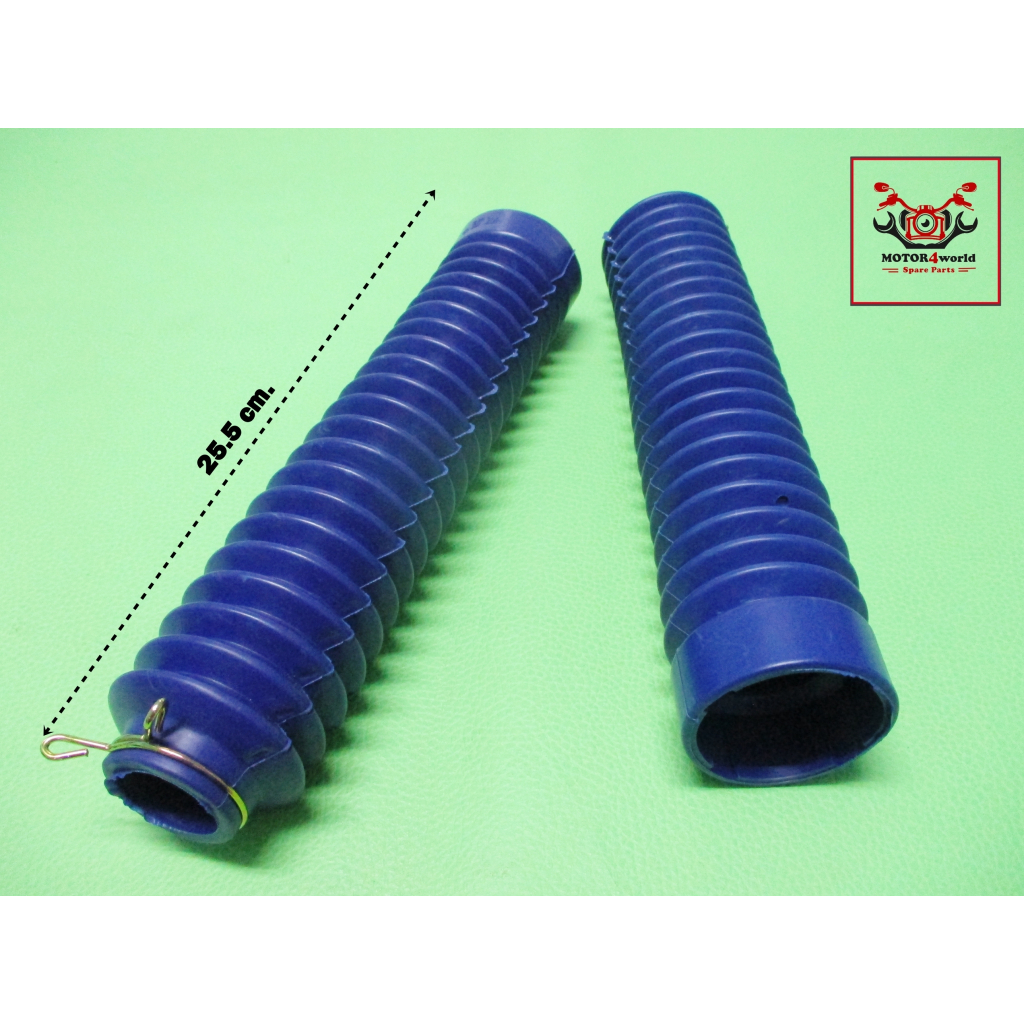 HONDA MTX125 MTX200 -- FRONT FORK TUBE RUBBER "BLUE" With RING HOLDER // ยางหุ้มโช๊ค สีน้ำเงิน มีลวดรัดปลาย