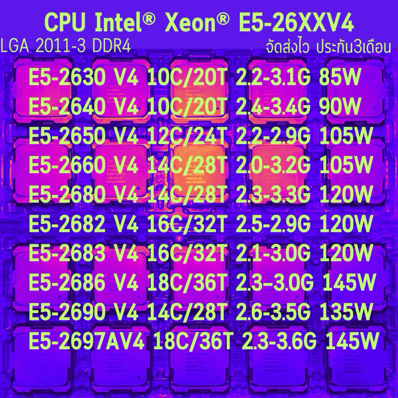 CPU  Xeon E5-2630 V4/E5-2640 V4/E5-2650 V4/E5-2660 V4/E5-2680V4/E5-2682 V4/E5-2683 V4/E5-2686 V4/E5-