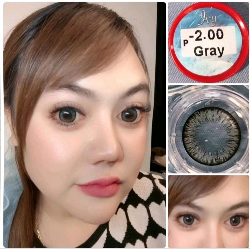 คอนแทคเลนส์ มี อย.ไทย ตัดขอบ รุ่น Ivy สีเทา/ตาล Gray/Brown มีค่าสายตา (0.00)-(-7.50) รายเดือน