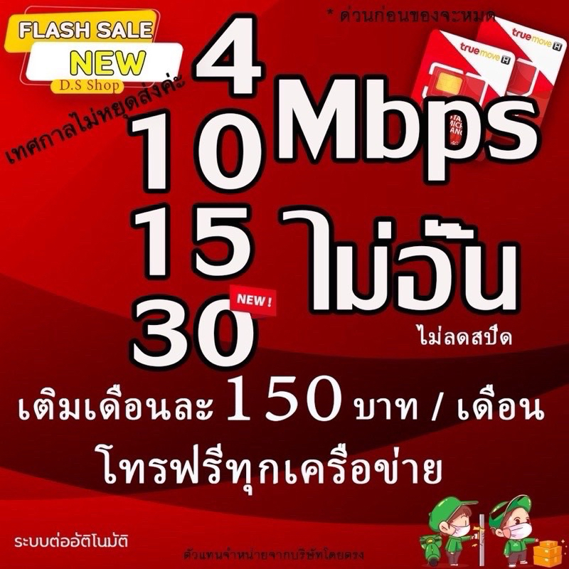 ซิมทรู True เน็ตไม่อั้นไม่ลดสปีด 20 Mbps. + wifi ไม่อั้น ใช้ได้ทุกพื้นที่