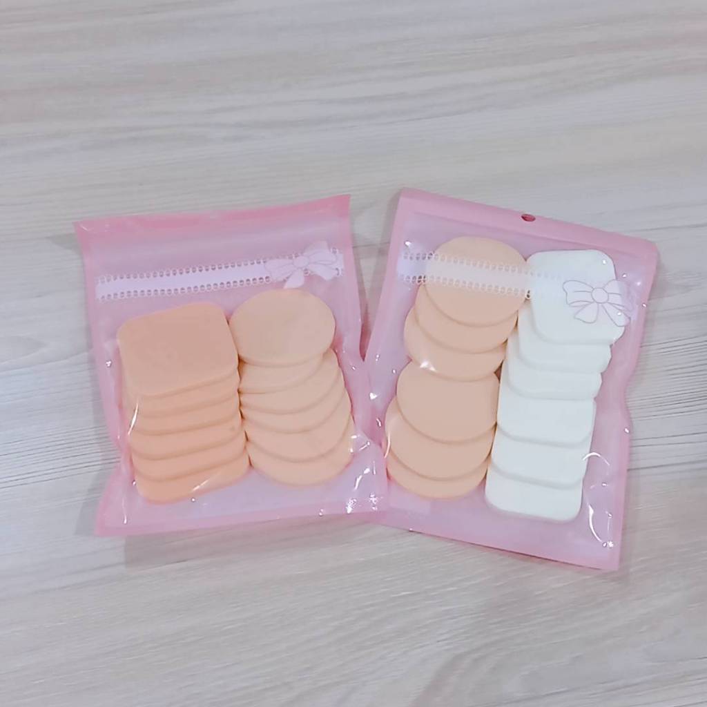 พัฟเเต่งหน้า พัฟรองพื้น 12 ชิ้น พับฟองน้ำเเต่งหน้า