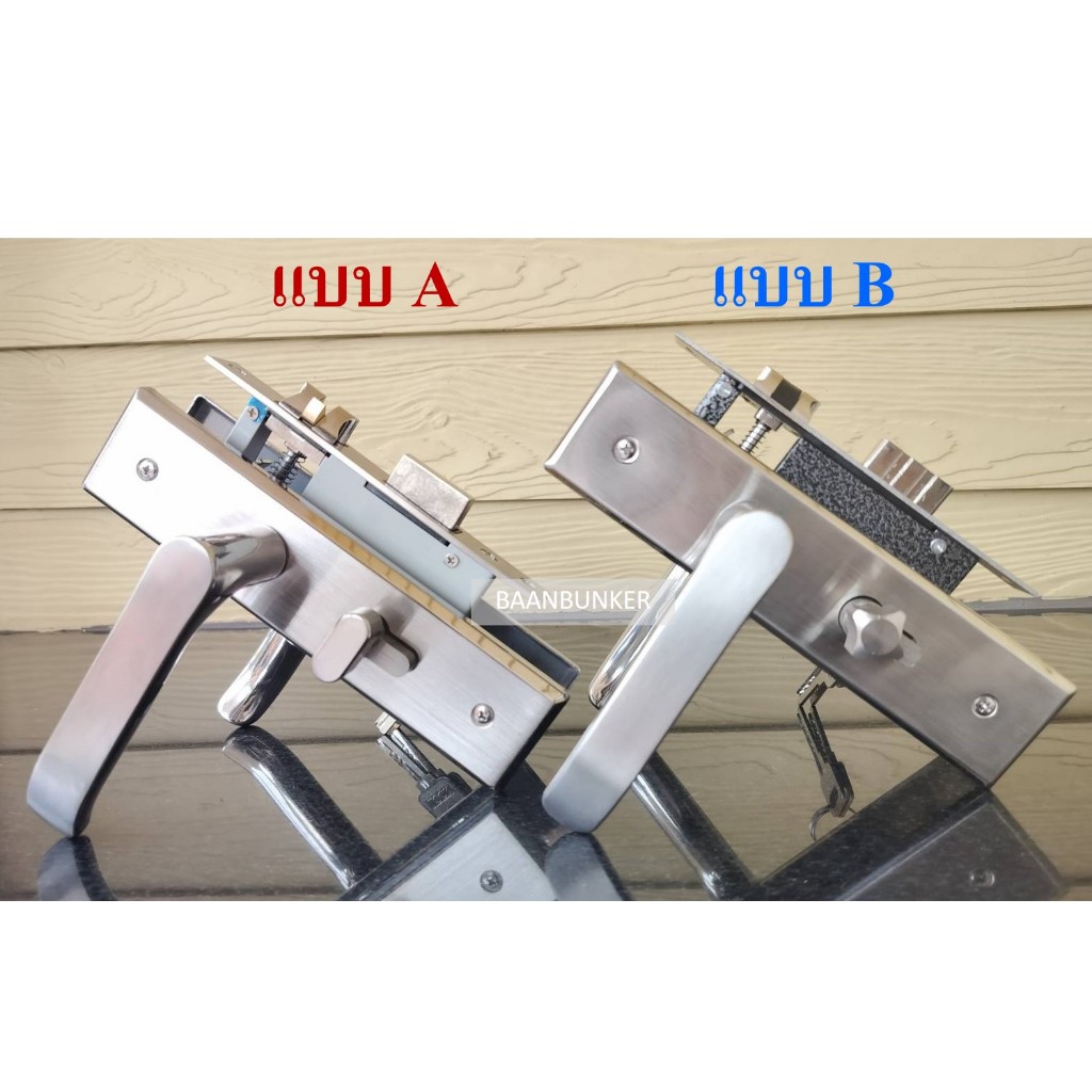 ชุดมือจับก้านโยก สแตนเลส 2ลิ้นล็อค ลายกุญแจปั๊มยากมือจับประตูรั้ว ระบบมอร์ทิส สต็อกในไทย - รูปที่ 5