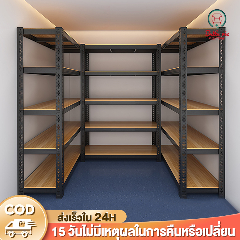 BV ชั้นวางของ 6ชั้น เหล็ก+ไม้ รับน้ำหนัก 500กก ชั้นวางสินค้า ใช้โกดัง ชั้นเก็บอุป shelf รับประกันคุ 🚚จัดส่งทันที🚚