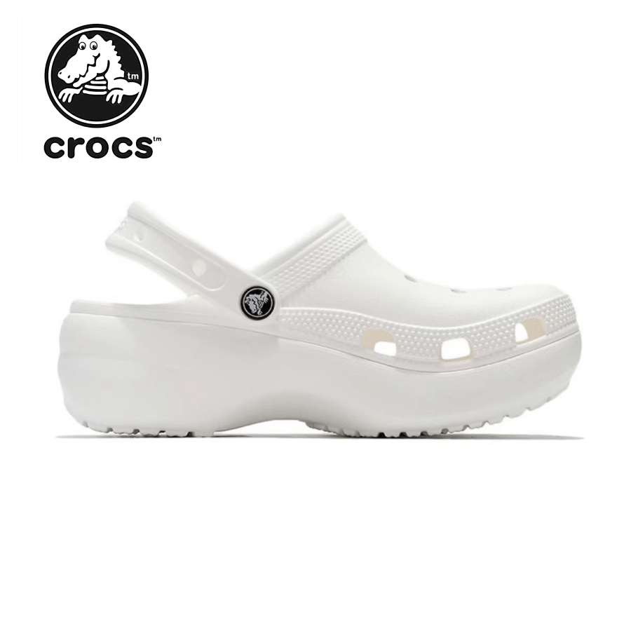 🔥พร้อมส่ง แท้💯%🔥Crocs Classic Platform Clog ผู้หญิงรองเท้าลำลองพื้นหนาสีขาว