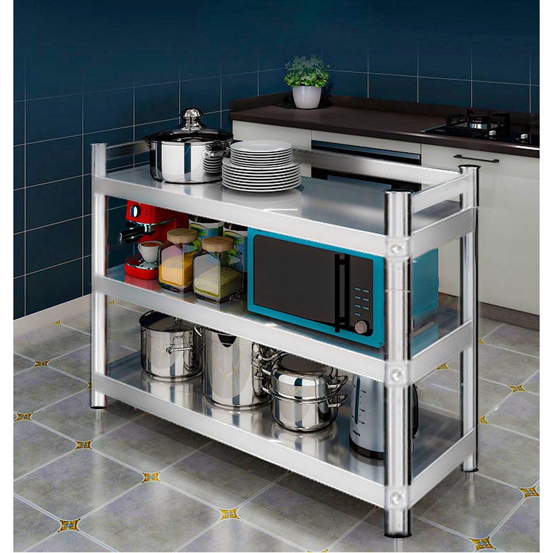 ชั้นวางของ ชั้นวางของสแตนเลสแท้ 304 3 ชั้น ชั้นสแตนเลส304 รับน้ำหนักได้ดีแข็งแรง ทนทาน