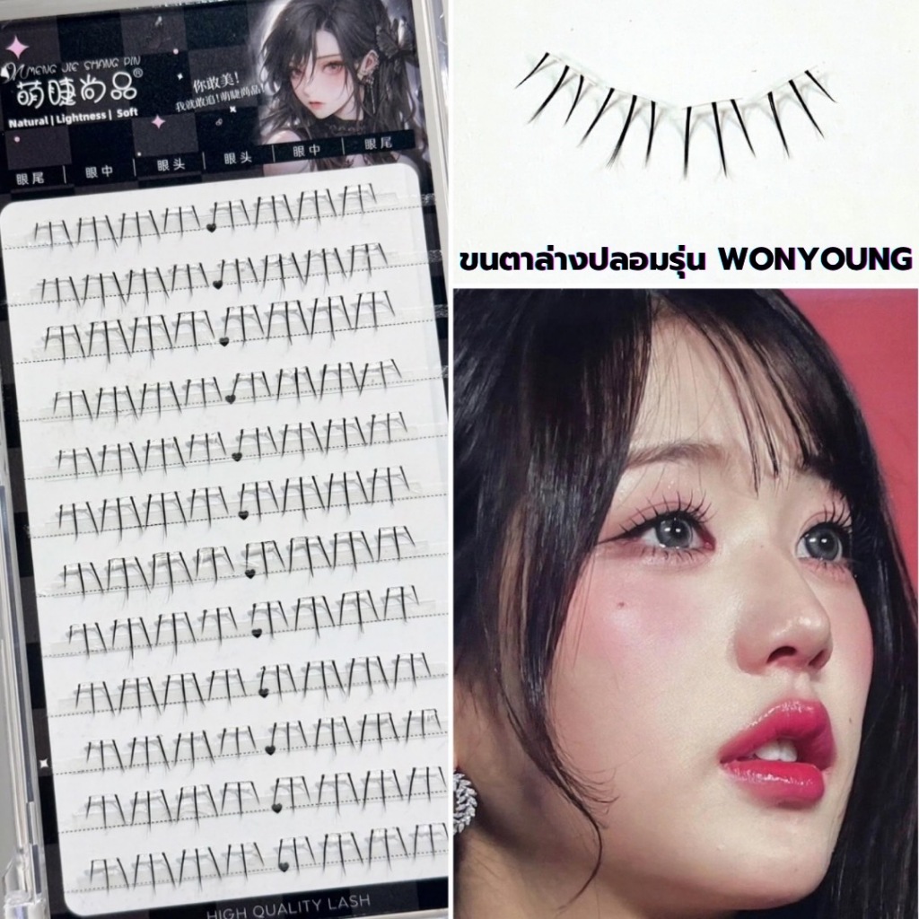 ขนตาล่างปลอม รุ่น WONYONG ขนตาปลอม 3D ความยาว 8 mm. ขนตาล่างจับช่อสำเร็จ ติดง่าย เป็นธรรมชาติ แกนเอ็นบาง สีใส