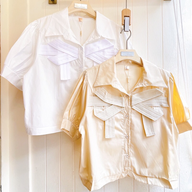 เสื้อคอปก แต่งอกด้านหน้า อก 38 ป้าย nida