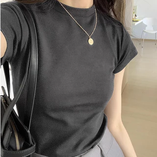 เสื้อยืดผู้หญิง ผ้าฝ้าย สวมใส่สบาย เซ็กซีเบาๆ เนื้อผ้าเด้ง #20227