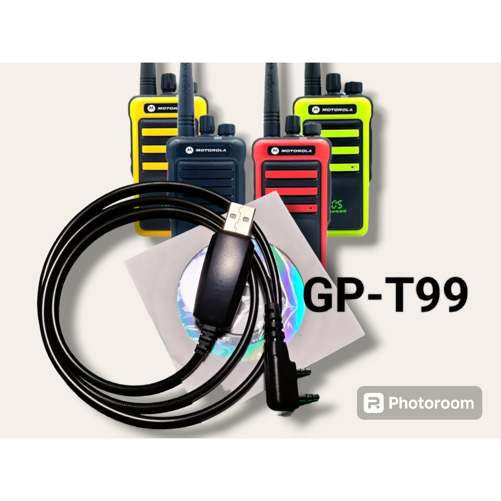 สายโปรแกรม และ โปรแกรม T99 moto GP-T99 / 137-174 MHz./245 MHz ปรับความถี่ บันทึกช่อง หรือใส่โทน ทำเอ