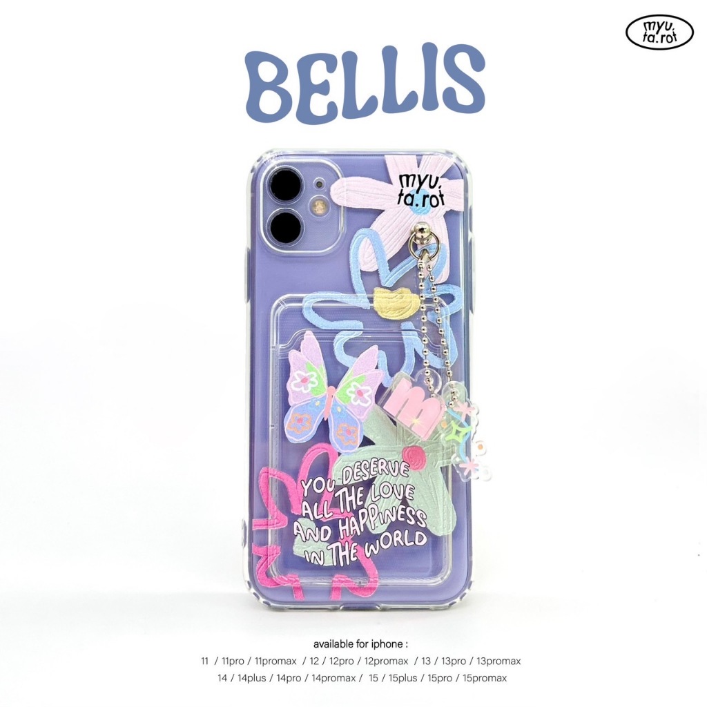 myutarot เคสมือถือใส่บัตร สำหรับไอโฟน ลาย Bellis เคสมือถือ เคสใส่การ์ด เคสน่ารัก