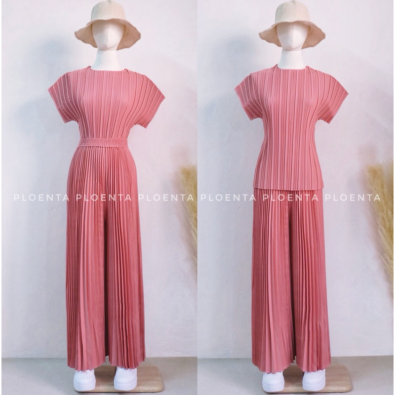 Pleat Set ชุดเข้าเซทผ้าอัดพลีท ชุดพลีทเข้าเซท เสื้อแขนล้ำ กางเกงขายาวผ้าอัดพลีท ราคา ถูกที่สุด ดีลบีเคเค แกลเลอรีภาพที่ 6