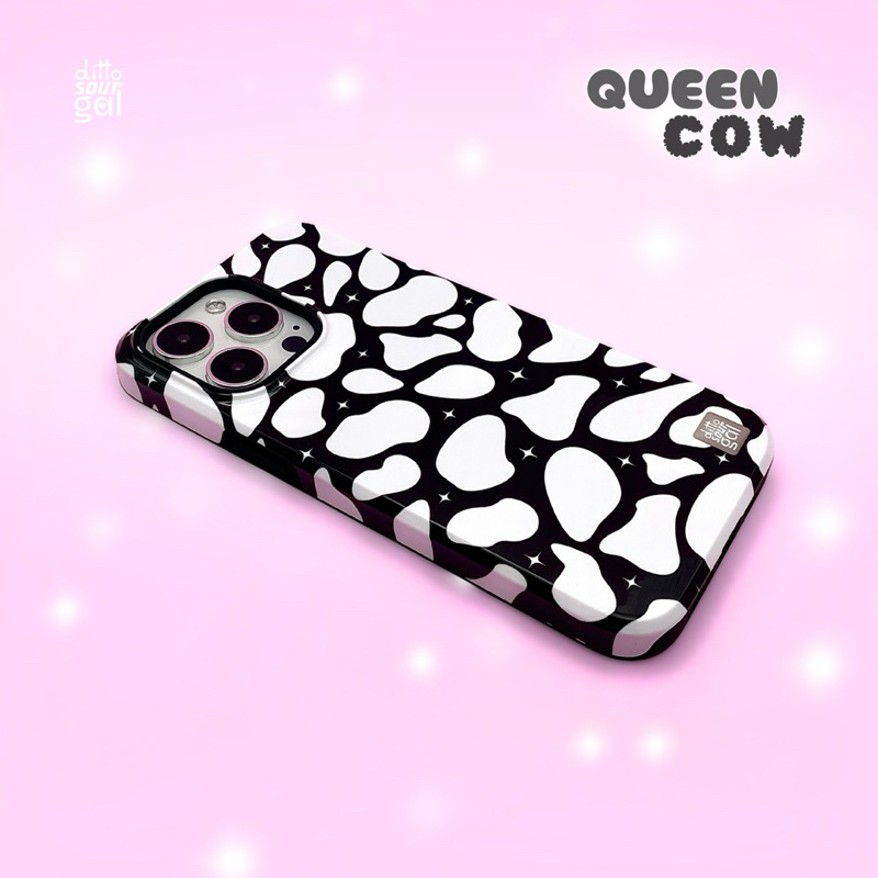 (MADE TO ORDER) เคสไอโฟน (CASE IPHONE) DITTO SOUR GAL (🖤 BABY BLACK) รุ่น 👑 QUEEN COW (เคสลายวัว)