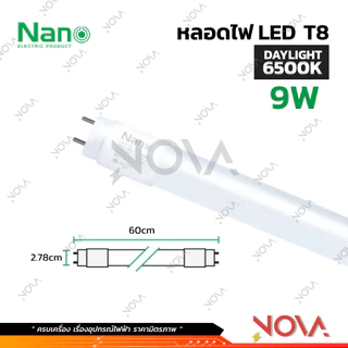 ชุดรางพร้อมหลอดไฟ ขาสปริง ขาบิดล็อค T8 LED 9W มาตรฐาน มอก. รับประกัน 30,000 ชม (ชุดรางพร้อมหลอด / เฉพาะหลอด) ยี่ห้อ NANO