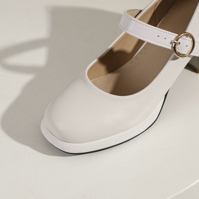 (1121) ไซส์ใหญ่ 40-48  รองเท้าคัชชู แมรี่เจน Mary Jane ส้นสูง 3 นิ้ว มี 6 สีพาสเทล หนัง pu นิ่ม - รูปที่ 7