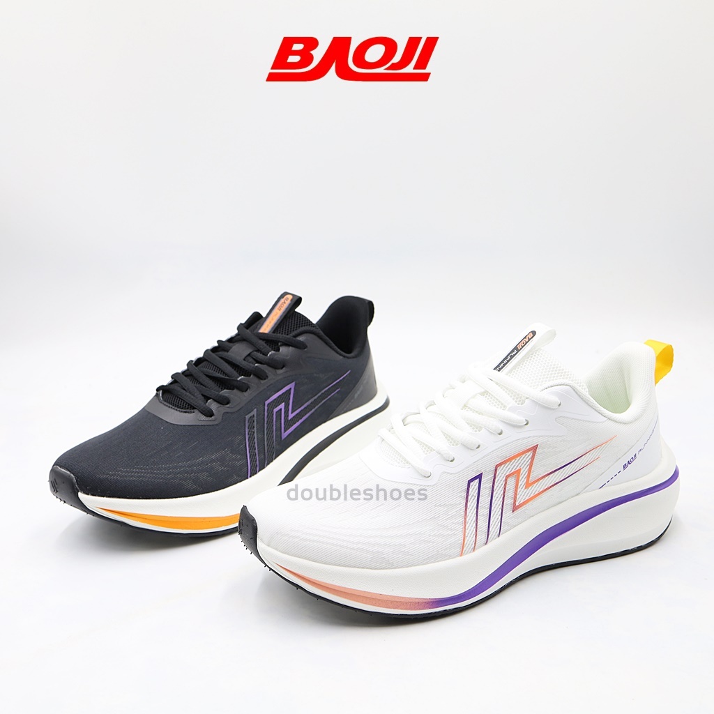 BAOJI Running รองเท้าวิ่งผู้ชาย พื้นโฟม นุ่มซัพพอร์ท ใส่สบาย รุ่น BJM807(สีดำ , สีขาว/ไซส์ 41-45)