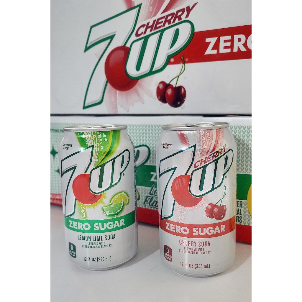 7Up Crherry Soda Zero Sugar, 7Up Lemon Lime Soda Zero Sugar (355ml.) 7อัพ ซีโร่ ชูการ์ (พร้อมส่ง)