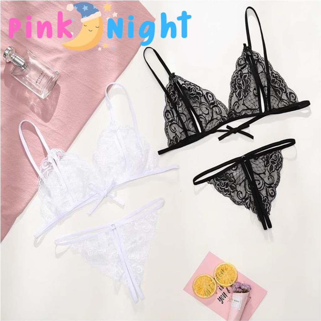 PINK NIGHT ชุดนอน ชุดชั้นใน บราเซ็กซี่ เซ็ทเซ็กซี่ 🌺ไซต์M-2XL นน 40-80kg ชั้นในซีทรู ผูกหลังแซ๋บๆ ส่งเร็ว P-002