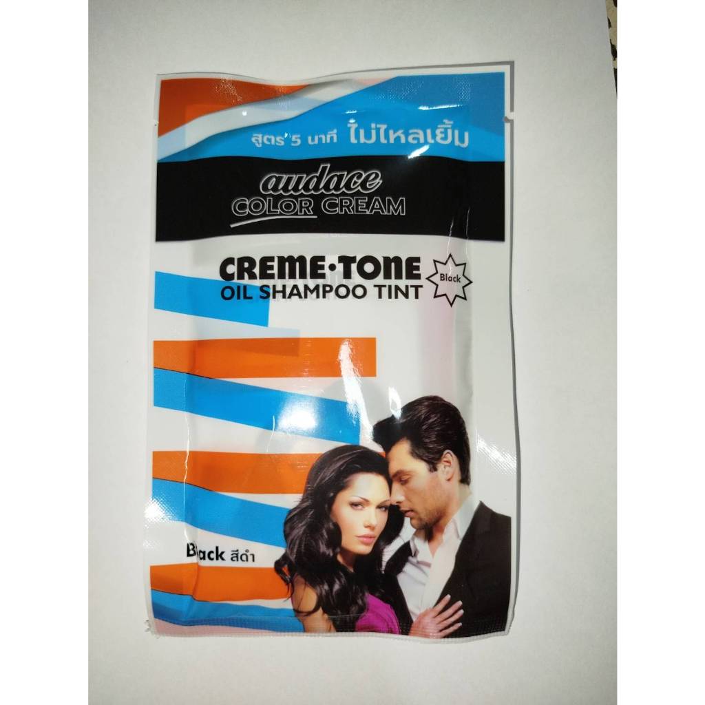 ยาย้อมผม ออด๊าซคัลเลอร์ (Audace cream-tone oil shampoo tint )[12ml.]สูตร 5 นาที ไม่ไหลเยิ้ม ติดนาน สีดำ 1 ซอง