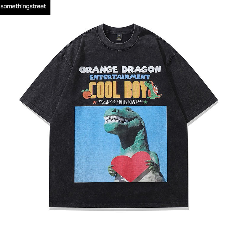 เสื้อยืดผู้ชายโอเวอร์ไซส์ orange dragon cool boy