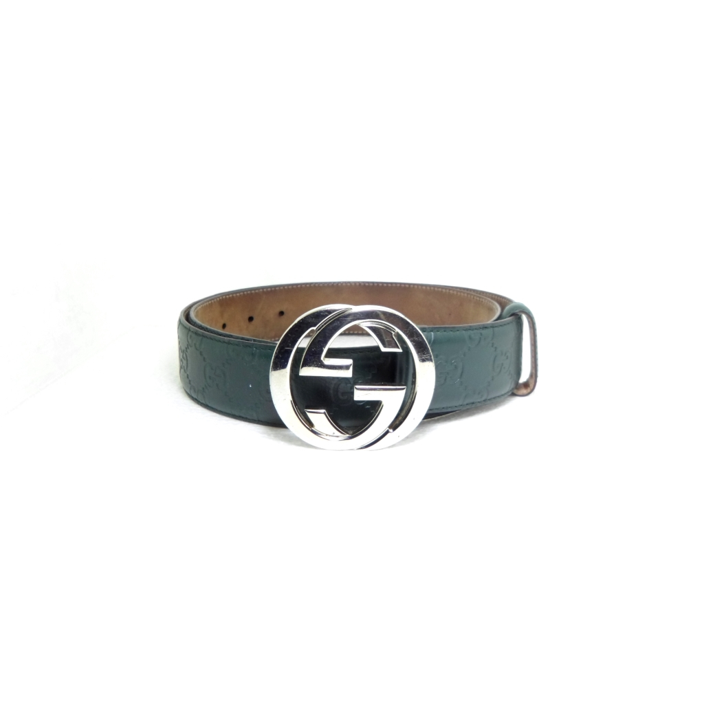 เข็มขัด Gucci Signature Leather belt sz 95 38 มือ 2 ของแท้ 100%