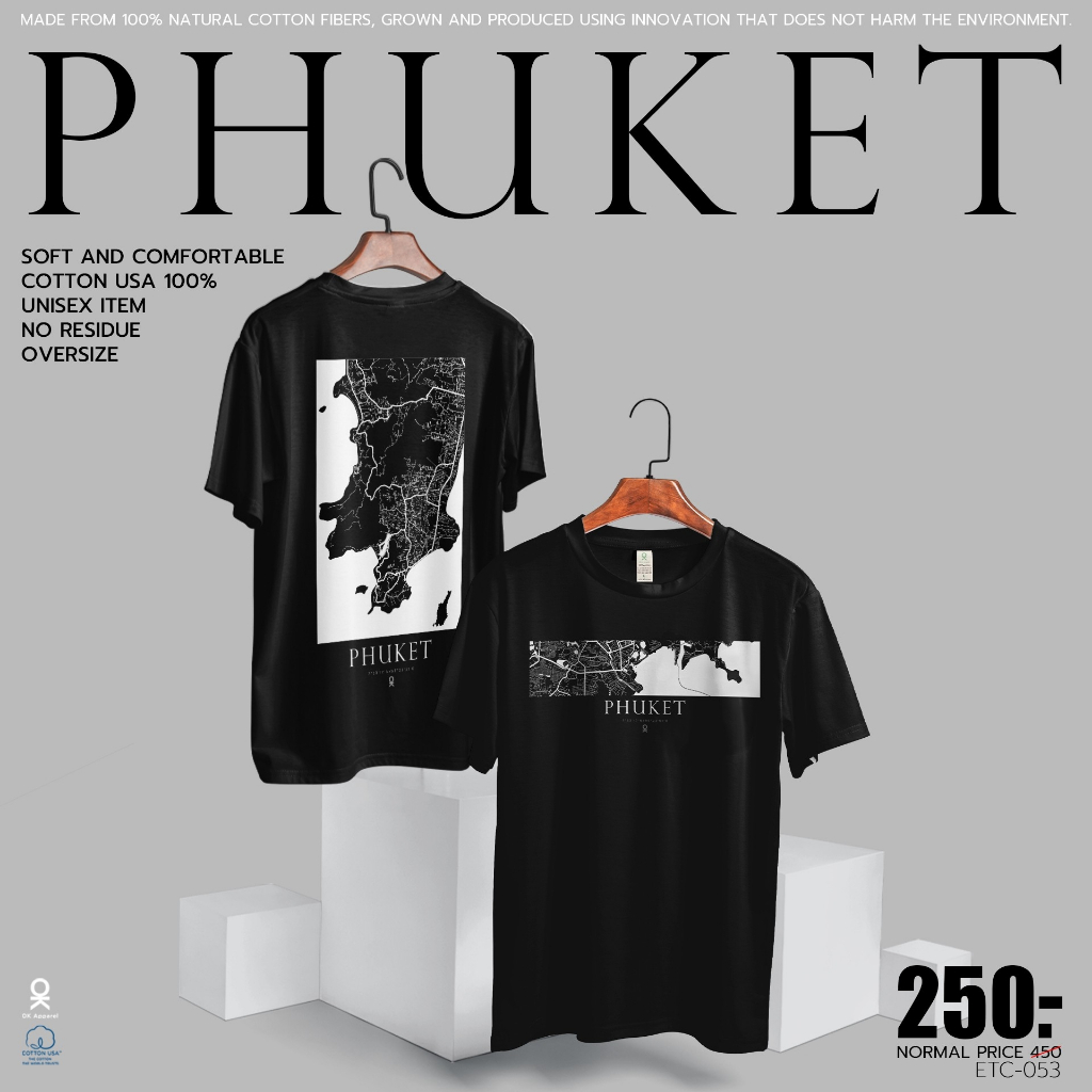 OK Apparel เสื้อยืดคอกลมแขนสั้น ลาย Phuket Oversize Cotton USAคุ้มสุด!