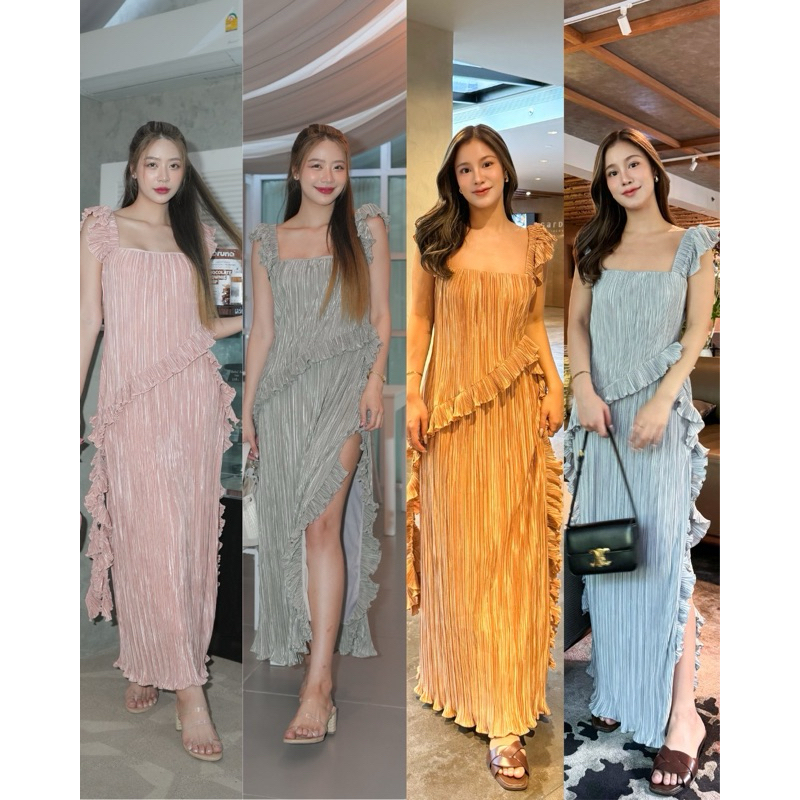 NOOZZSHOP 5811067 เดรส ดีเทลระบาย ชุดเพื่อนเจ้าสาว