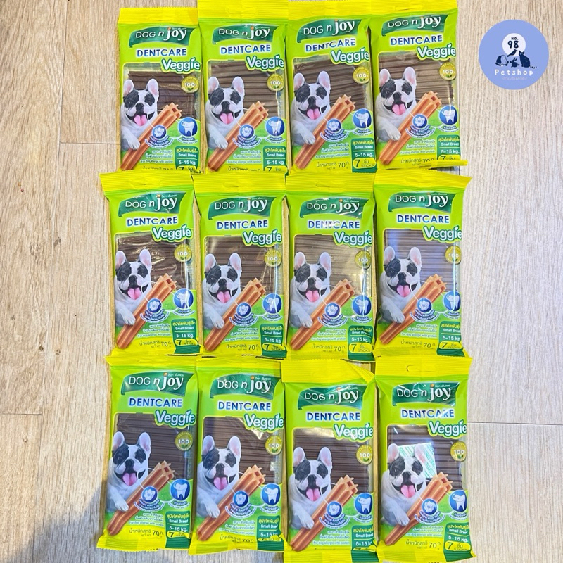 [ 12 แพ็ค ] Dog n joy dentcare veggie 70 g. ด็อกเอ็นจอย เดนท์แคร์ เวจจี้ 70 กรัม ขนมสุนัข