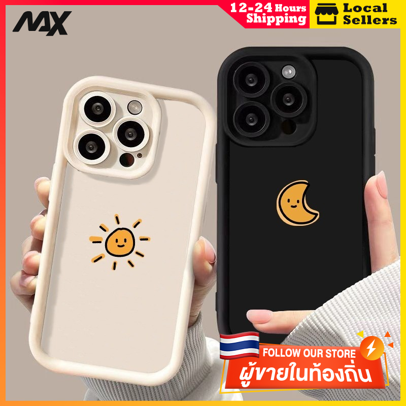 สินค้าพร้อมส่ง เข้ากันได้สำหรับ เคสไอโฟน TPU simple couple moon sun iPhone 13 Pro max 12 11 xr xs max 7Plus 8Plus 12