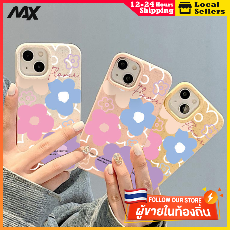 สินค้าพร้อมส นดอกไม้สีสันสดใส เคสโทรศัพท์ซิลิโคนอ่อนนุ่มกันกระแทกลม For iPhone 11 14 15 12 13 Pro Max 6 7 8 Plus XS Max