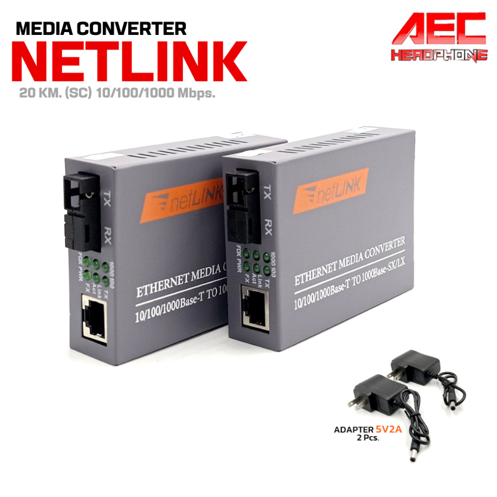 มีเดียคอนเวอร์เตอร์ NETLINK MEDIA CONVERTER 1 SC 1 LAN 10/100/1000 (20 KM)