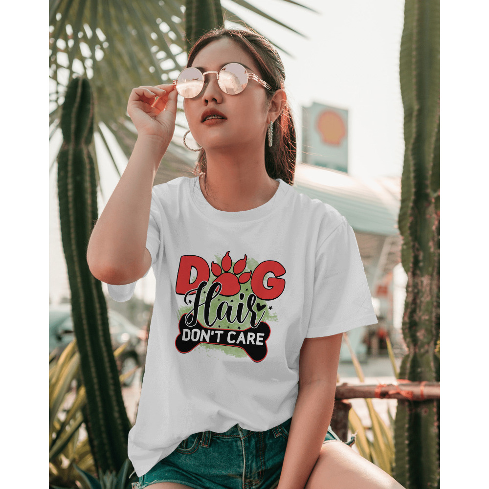 เสื้อยืดสกรีนลาย คำคม T Shirt Quotes เสื้อลายหมา แฟชั่นน่ารัก คนรักน้องหมา - DGQUAA116 dog hair don'