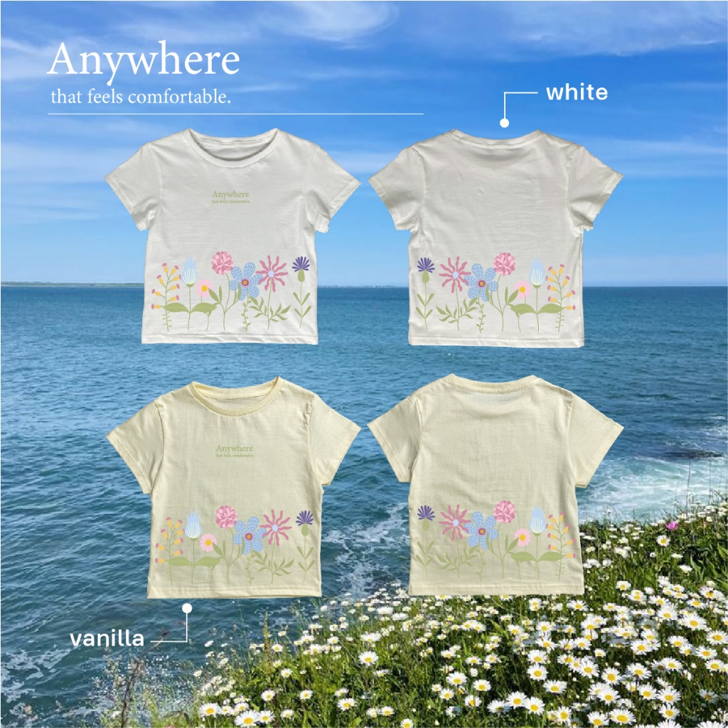 Anywhere that feels comfortable เสื้อ babytee ที่ถูกต้องชายเสื้อไม่บาน เสื้อขาวไม่บางเห็นชั้นใน