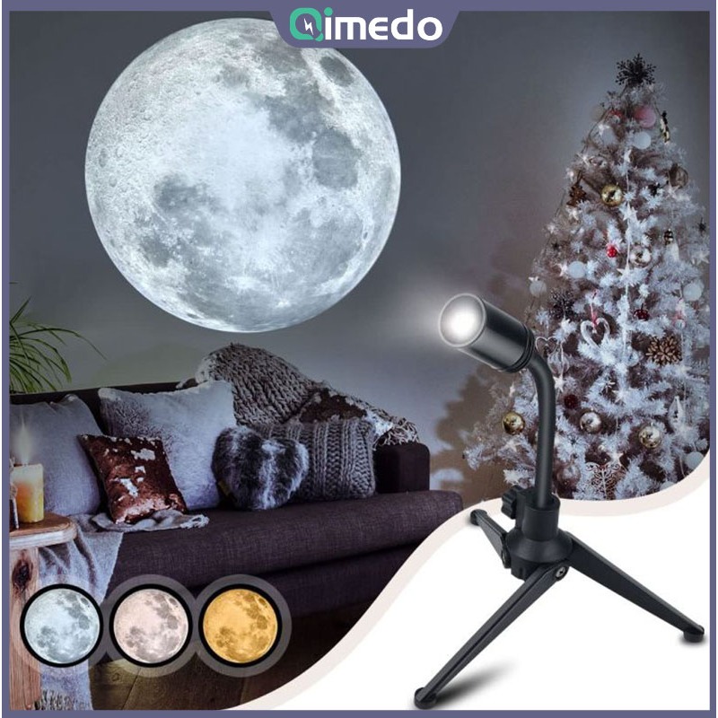 Qimedo USB Planet Projection Lamp โคมไฟดวงจันทร์โปรเจคเตอร์ไฟกลางคืนเครื่องฉายดวงจันทร์ ตัวยึดหมุนได้ 360 องศาเครื่องฉาย