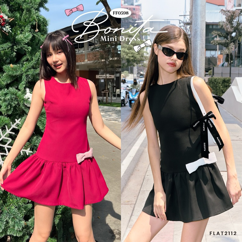 FLAT2112 FF0598 : BONITA MINI DRESS เดรสแขนกุด ชุดทำงาน