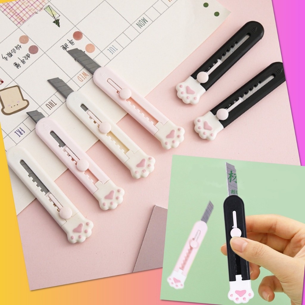 🌈 คัดเตอร์ มือแมว มีดคัดเตอร์ จิ๋ว มินิ ใบมีด คม ตัดกระดาษ พกพา อเนกประสงค์ วัดุพรีเมี่ยม 🌈