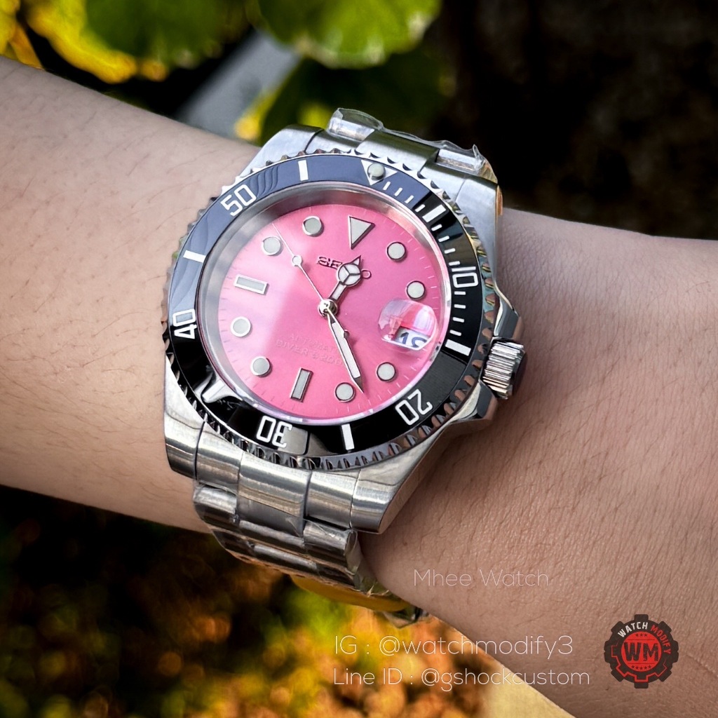 Seiko Mod Black Pink Submariner Dial Perfect Combination