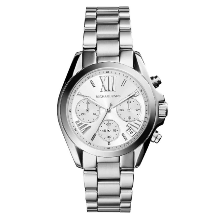 Michael Kors MK6174 Bradshaw Chronograph All Silver Tone 36mm Ladies Wrist Watch