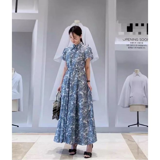 [8466] เดรสยาวคอปกกระดุมหน้า