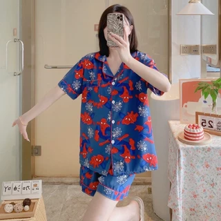 ไหมเกาหลีลาย.SS.แขนสั้น+ขาสั้น ชุดนอน Lady Sleepwear #SSไหมลาย