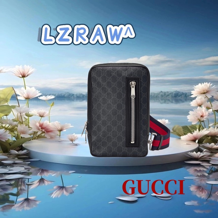 GUCCI กระเป๋าคาดเอวคลาสสิกสำหรับผู้ชาย gucci ใหม่ล่าสุดที่ขายดีส่งจากฝรั่งเศส / กระเป๋าคาดเอวผ้าใบ GG Supreme