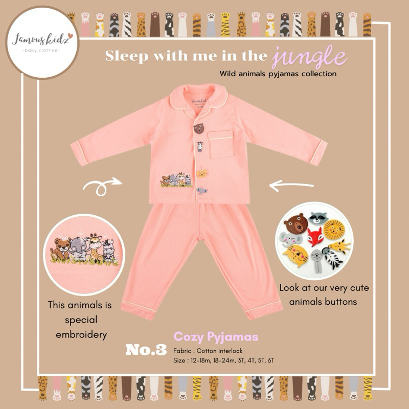 (พร้อมส่ง) ชุดนอนเด็ก No.3 Pink color