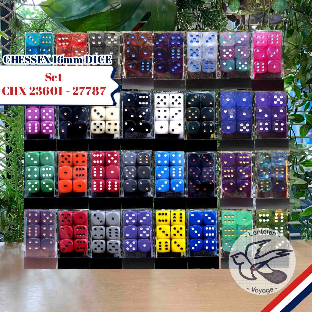 ลูกเต๋า Chessex Dice Set 16mm 12 ลูก D6 สวยวิ้ง พรีเมี่ยม Set (CHX 23601 - 27787) [Accessories for B