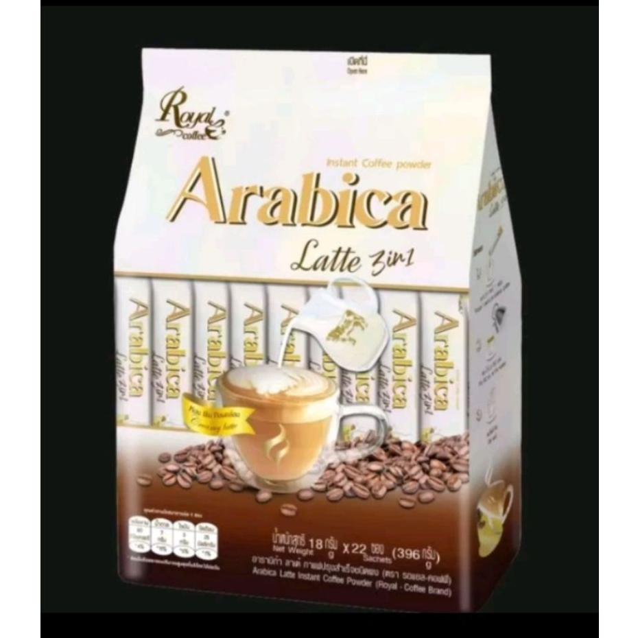 รอแยล คอฟฟี่ อาราบิก้า ลาเต้ 22 ซอง [1 ถุง] Royal Coffee Arabica Latte 3in1 กาแฟผสมนม เข้มข้น กลมกล่อม