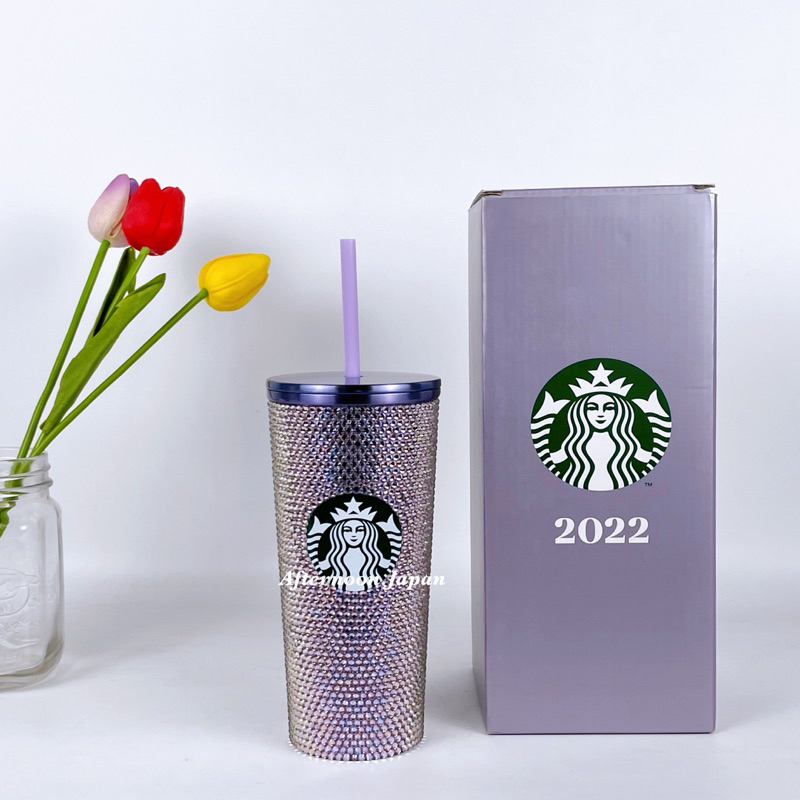 🛒 [ พร้อมส่ง ] แก้วสแตนเลส เพชร Swarovski สีม่วง Starbucks แท้💯‼️