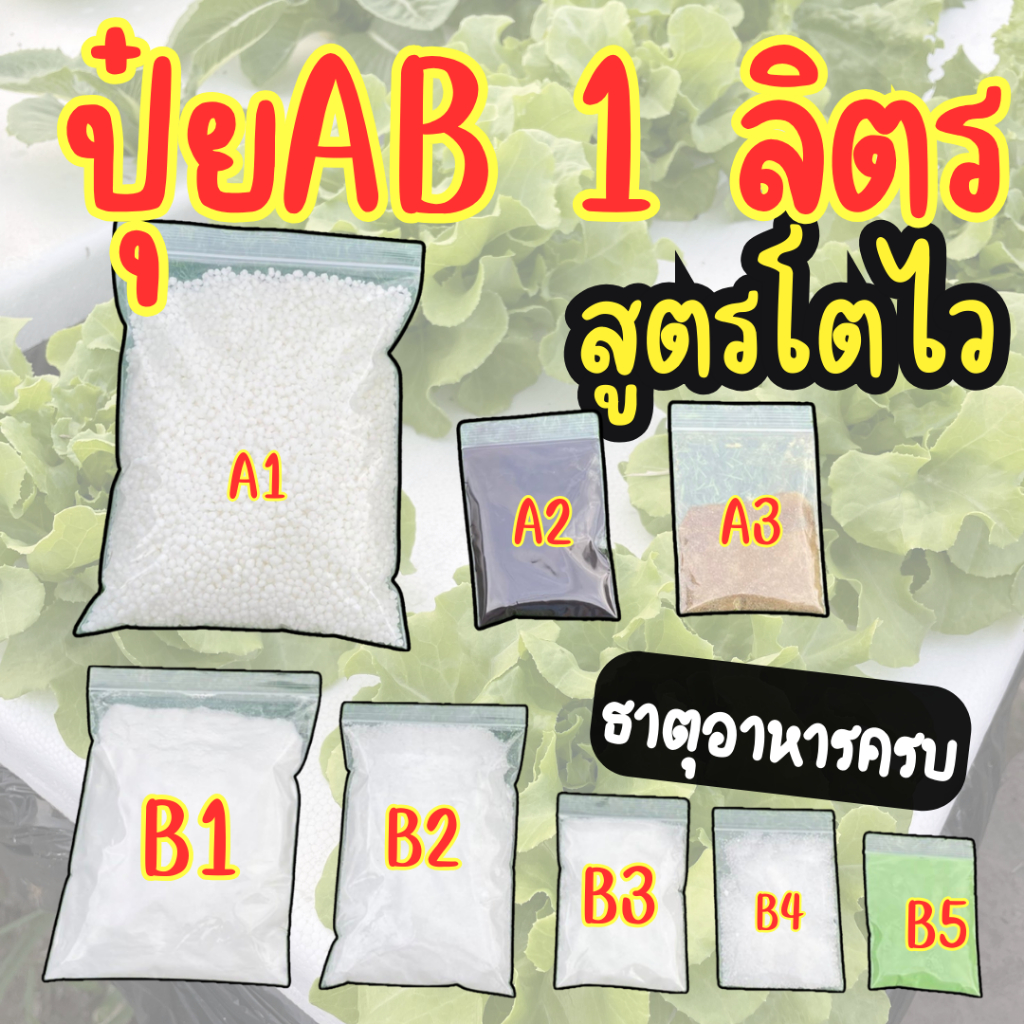 ปุ๋ยAB ปุ๋ยเอบี (**เกล็ด 1 ลิตร**) ปุ๋ยผักไฮโดรโปนิกส์สูตรเข้มข้น ธาตุอาหารครบ