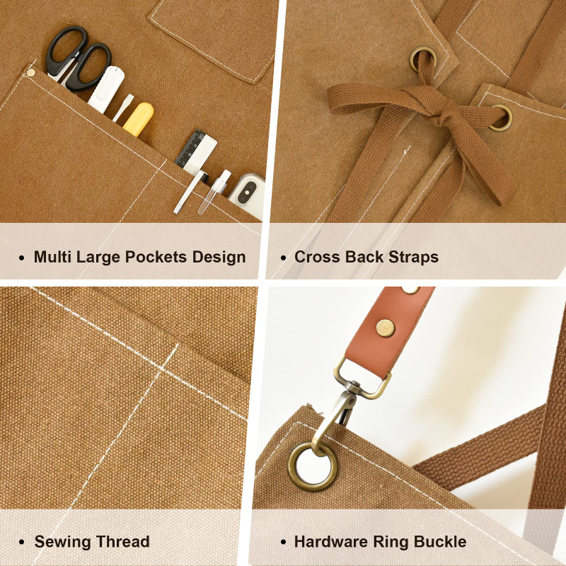 ผ้ากันเปื้อนทําอาหาร ผ้ากันเปื้อนกันน้ํ ผ้าใบ ทนทานต่อสิ่งสกปรก ผ้าหนา กระเป๋าใหญ่ ง่ายต่อการใช้งาน ร้านชานม ร้านกาแฟ - รูปที่ 3