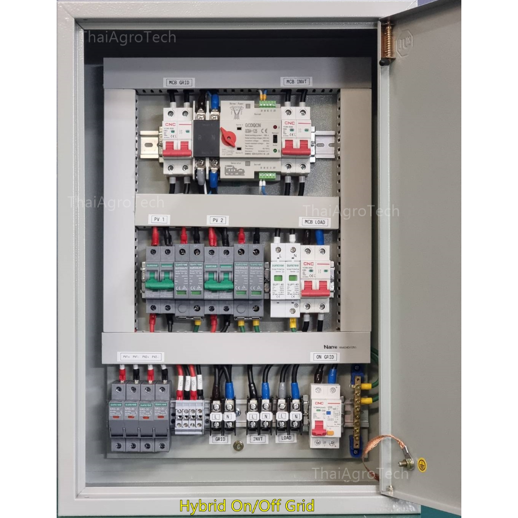ตู้คอมบายเนอร์ไฮบริดออนออฟกริด 2สตริง Hybrid On/Off-grid AC Combiner Box 2string สลับแหล่งจ่ายไฟอัตโนมัติ(สลับเร็ว)