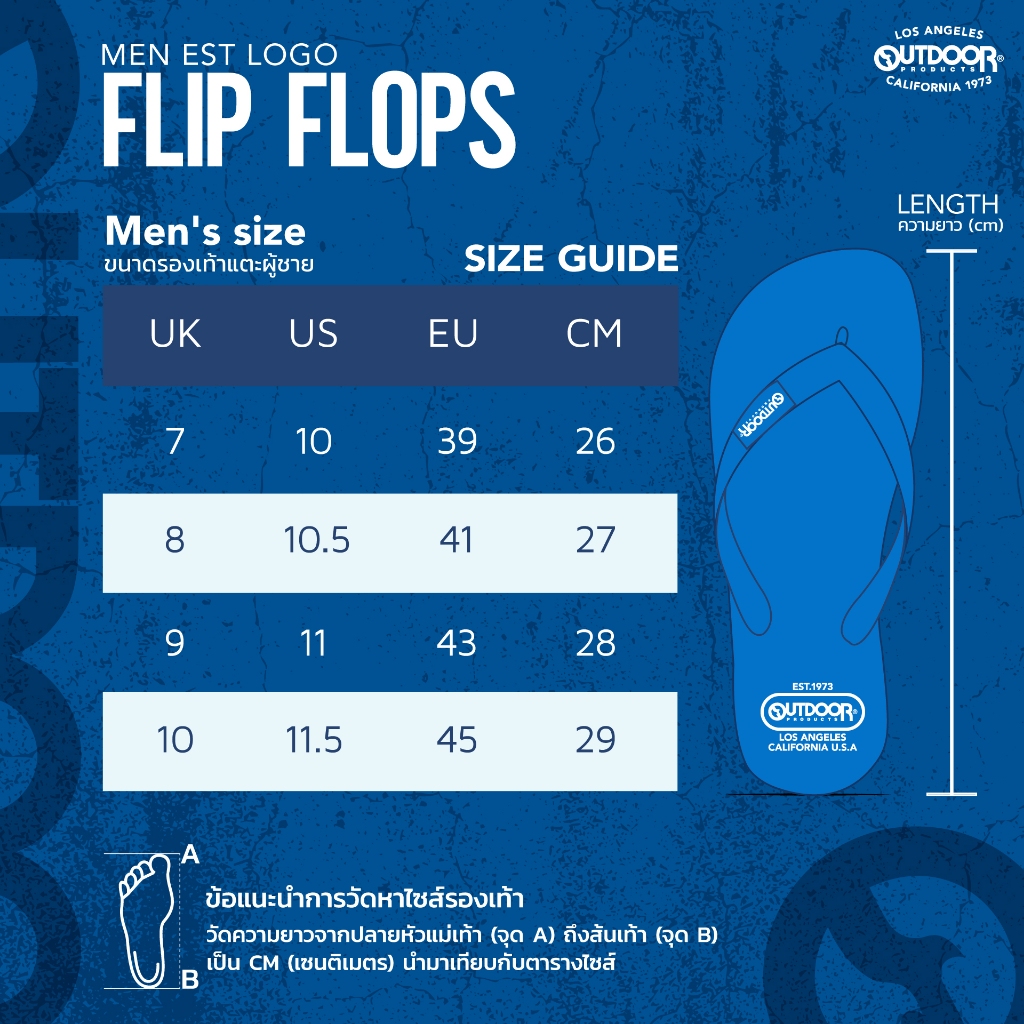 OUTDOOR PRODUCTS MEN EST LOGO FLIPFLOP รองเท้าแตะลำลองผู้ชาย เอ้าดอร์ โปรดักส์ ODMFL