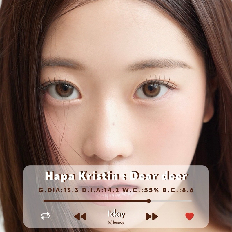 เติมของแล้ว (รายวัน/แบ่งขาย) Hapa Kristin รุ่น Dear deer คอนแทคเลนส์เกาหลีแท้รายวันพร้อมส่ง มีสายตาปกติและค่าสายตา